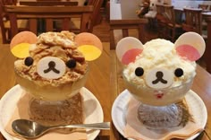 two desserts with mouse ears on top of them