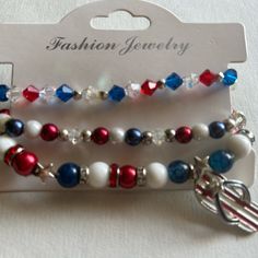 These Are Handmade In My Home. Some Bracelets Are Stretchy, Some Have A Toggle Closure. Some Have A Clasp Or Magnetic. All Zinc Free Good Quality Stones. Thank You For Shopping My Closet Blue Stretch Bracelet For 4th Of July Gift, Adjustable Blue Jewelry For 4th Of July, Adjustable Patriotic Stretch Bracelet Gift, Red Jewelry For 4th Of July Gift, Patriotic Round Beads Jewelry Gift, Handmade Patriotic Blue Bracelet, Patriotic Blue Round Bead Jewelry, Red Patriotic Bracelet Jewelry, Handmade Patriotic Bracelets For Gift