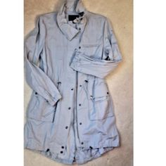 Banana Republic Rain Coat Lots Of Detailing, Ruffled Collar, Double Pockets, Small Slit Int He Back, Metal Snap Buttons Drawstrings On The Collar, Waist, Bottom New Without Tags Light Grey Blueish Color Size M Measurements Provided Upon Request Offers Are Welcome Ruffled Collar, Rain Coat, Banana Republic, Light Grey, Jackets & Coats, Jackets For Women, Collar, Tags, Grey