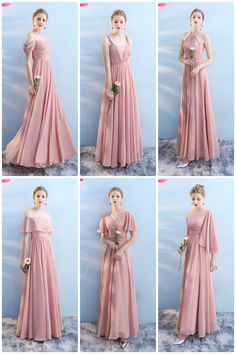 acelimosf™-Bridesmaid dress annual party banquet pink evening dress Pink Evening Dress