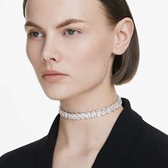 Millenia choker, Octagon cut, White, Rhodium plated by SWAROVSKI Swarovski Choker, Swarovski Millenia, October Fashion, Stackable Ring Sets, Bracelet Tennis, Pink Watch, Bangle Watches, White Watch, Blue Watches