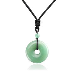 PRICES MAY VARY. Round Crystal Donut Pendant: This beautiful pendant means peace and ease in Chinese, which is said to protect the wearer away from evil things and bless the wear with safeness. It will have more charming surprise result and you'll like it. Green Aventurine Healing Gemstone: Green Aventurine carries a strong connection to Earth and the devic kingdom, providing a better understanding and appreciation of nature and its soothing vibrations upon the mind and body. It is an excellent Adjustable Jade Jewelry With Round Pendant, Adjustable Round Jade Pendant Jewelry, Adjustable Round Jade Necklaces, Healing Crystals Necklace, Donut Necklace, Women Healing, Lucky Charm Necklace, Crystals Necklace, Stone Pendant Necklace