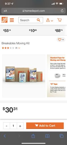 the home depot app is showing items for sale on their iphone screen, and an image of