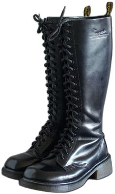 Alternative Style Fitted Boots With Round Toe, Vintage Black Lace-up Heeled Boots, Vintage Knee-high Lace-up Winter Boots, Vintage Knee-high Lace-up Boots For Winter, Vintage Lace-up Combat Boots With Steel Toe, Vintage Steel Toe Lace-up Combat Boots, Grunge 90s, Dr. Martens, Combat Boots