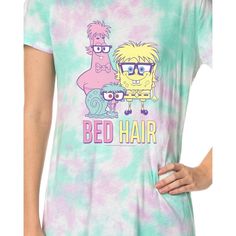 Dive into a cozy night's sleep with the Intimo SpongeBob SquarePants Women's Patrick Bed Hair Nightgown. This charming sleepwear is perfect for fans of the beloved underwater series, featuring vibrant prints of SpongeBob, Patrick Star, and Gary the Snail, along with the playful phrase "Bed Hair."

- **Size**: XL
- **Color**: Multicolored
- **Material**: Soft 100% cotton fabric
- **Gender**: Female
- **Age Group**: Adult

Designed with comfort in mind, this nightgown ensures a snug and breathable Comfortable Multicolor Sleepwear For Pajama Party, Comfortable Green Sleepwear For Lounging, Sleepover Sleepwear With Graphic Print And Relaxed Fit, Comfortable Green Sleepwear With Short Sleeves, Relaxed Fit Sleepwear With Graphic Print For Lounging, Comfortable Green Short Sleeve Sleepwear, Multicolor Relaxed Fit Sleepwear For Bedtime, Green Graphic Print Sleepwear For Loungewear, Pink Graphic Print Sleepwear For Loungewear