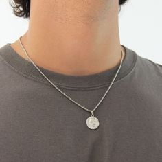 Silver Coin Pendant Necklace For Men or Women - Pendant Necklace - Boutique Wear RENN Silver Coin Necklace Men, Men’s Necklace Vintage, Silver Necklace Men’s, Silver Chain With Pendant Men, Mens Necklaces Aesthetic, Stainless Steel Necklace Men, Men Necklace Ideas, Men Pendant Necklace, Men’s Silver Necklace