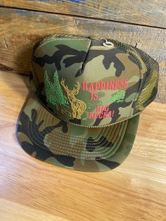 Hat is brand new. Never worn or used. Hat is adult size. Check out pictures to see what you get. Free shipping inside the USA. Hat will be shipped in a box. Trucker Hat With Flat Bill For Hunting, Trucker Hat With Curved Brim For Hunting, Adjustable Trucker Hat For Hunting, Camouflage Snapback Trucker Hat For Hunting, Country Style Snapback Trucker Hat For Outdoor, Camouflage Trucker Hat For Hunting With Curved Brim, Camouflage Snapback Hat For Camping, Trucker Cap For Hunting, Fun Outdoor Snapback Hat With Flat Bill