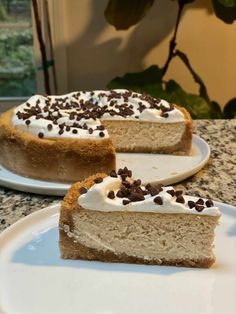 two slices of cake sitting on top of white plates