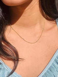 18K Gold Filled Box Chain with a sparkle of CZ's Necklace . A dainty, delicate station necklace that is sure to become a staple. The matching bracelet can also be purchased. Options: Chain: 16" Includes 2" extension' Bracelet: 7" with 1" ext. Material: 18 Karat Gold Filled, Hypoallergenic. Tarnish Resistant. Gold-filled does not de-laminate or peel like Gold plated Jewelry nor does it tarnish as readily as silver. Generally speaking, gold filled is better quality and will have a much longer last Dainty Necklace Gold, Gold Disc Necklace, Dot Necklace, Necklace For Her, Necklace Layering, Gold Disc, Cz Necklace, Alessandra Ambrosio, Vanessa Hudgens