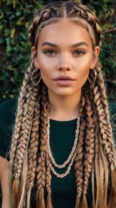 Lots Of Braids Hairstyles, Thick Dutch Braids, Dutch Braids Curly Hair, Pirate Braids, Brazilian Hairstyles, Ponytail With Braids, Braids Curly Hair, Brazil Hair, Marley Braid