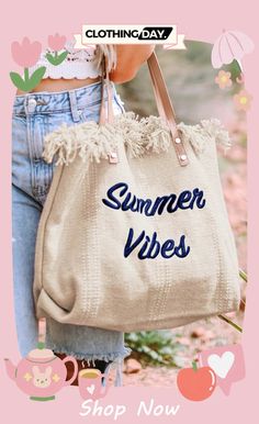 White Summer Vibes Distressed Canvas Large Tote Bag Casual Weekend Canvas Shoulder Bag, Casual Rectangular Shoulder Bag For Weekend, Chic Weekend Shoulder Bag, Chic Bags For Weekend In Spring, Chic Weekend Bags For Spring, Chic Spring Weekend Bags, Casual Beige Shoulder Bag For Weekend, Trendy Summer Canvas Bag With Braided Handles, Beige Tote Shoulder Bag For Weekend