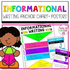 informational writing anchor chart posters with the words informational written in different colors and styles