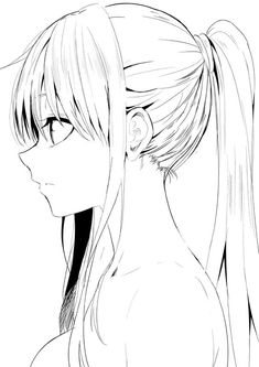 Anime Side View, Hair Side View, Side Face Drawing, Side View Drawing, Girl Hair Drawing, Pelo Anime, Profile Drawing