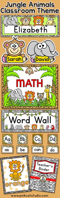 an animal themed classroom poster with the word wall