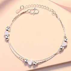 Color: Double Bead Sandwich Bracelet Fashion Element: Line Style: INS Style Bracelet Fashion, Watch Necklace, Ring Bracelet, Earring Necklace, Fashion Bracelets, Womens Bracelets, Double Layer, Anklets, Diamond Necklace