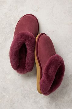 The Alyssa delivers a peak winter experience. Fashioned in 100% Australian Merino sheepskin upper, insole, and collar, these cozy shearling slippers feature a comfort foam midsole, while an exceptional Eva outsole with arch support gives you a stable base for standing and walking that never stops feeling great. The slip-on style makes these luxurious slippers easy to wear. Includes a memory foam midsole for luxurious comfort and durability. 1" heel. Winter Sheepskin Slippers With Suede Lining, Slippers With Arch Support, Comfy Slippers, Shearling Slippers, Sheepskin Slippers, Slippers For Women, Slippers Cozy, Slide Slipper, Arch Support