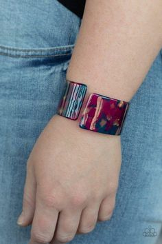 Freestyle Fashion - Purple Paparazzi Bracelet - sofancyjewels Paparazzi Accessories Jewelry, Iridescent Acrylic, Groovy Vibes, Acrylic Bracelet, Retro Birthday, Purple Bracelet, Jewelry Images, Paparazzi Accessories, Chic Jewelry