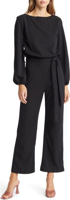 NIKKI LUND Joy Long Sleeve Tie Waist Jumpsuit | Nordstrom Tie Waist Jumpsuit, Trish Mcevoy, Favorite Daughter, Loungewear Shorts, Designer Clothes For Men, Modern Outfits, Denim Jumpsuit, Autumn Fashion Women, Womens Fall