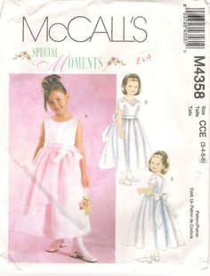 McCall's 4358 ©2004 Childrens/ Girls' Lined Dresses: Dresses have princess seam bodice and lining with ruffle attachment. View A has contrasting overlay in two lengths and attached belt. Dress B has short sleeves separate belt with front band and optional trim at neck and sleeve edges. Size 3-6 This pattern is cut and completed. Comes from a well-maintained, smoke-free, and pet-free home. For more sewing supplies and stylish patterns, please visit my shop: https://www.etsy.com/your/shops/FancySe Princess Seam Bodice, Girls Dress Sewing Patterns, Girl Dress Pattern, Sewing Patterns Girls, Round Neck Dress, Mccalls Sewing Patterns, Dress Princess, Sewing Book, Special Dresses