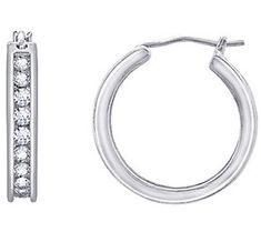 These bedazzled hoops look sweet with day-to-day styles or worn alongside your favorite sparkling studs. Channel Set Cubic Zirconia Diamond Earrings, Sparkling Stones Hoop Earrings, Elegant Round Sparkling Hoop Earrings, Dazzling Pave Setting Hoop Earrings, Small Hoop Diamond Earrings With Accents, White Gold Hoop Earrings With Vs Clarity, Glamorous Round Bling Hoop Earrings, Everyday Round Earrings With Sparkling Stones, Glamorous Bling Hoop Earrings