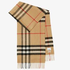 Excellent Condition. Used At Photoshoot Prop. The Iconic Burberry Check Cashmere Scarf, Woven On Traditional Looms At A 200-Year-Old Scottish Mill. The Fabric Is Washed In Local Spring Water And Brushed With Teasels For An Ultra-Soft Finish. Rectangular Fringing At Both Ends Burberry Cashmere Scarf, Wander Outfit, Burberry Scarf, Photoshoot Props, Burberry Accessories, Spring Water, Cashmere Scarf, Check Pattern, Black And Tan