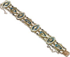 Lucien Gautrait Enamel Gold Bracelet Antique Gold Enamel Bracelets, Luxury Ceremonial Enamel Jewelry, Luxury Gold Bracelets With Enamel, Luxury Gold Enamel Bracelets, Formal Yellow Gold Enamel Bracelets, Luxury Meenakari Bracelets, Genuine Love, Enamel Bracelet, Sapphire Bracelet