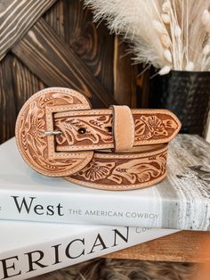 Tooled Belt, Cowgirl Couture, Tooled Leather Belts, Tan Leather Belt, Leather Belt Buckle, Western Accessories, Cowgirl Jewelry, Tool Belt, Wedding Belts