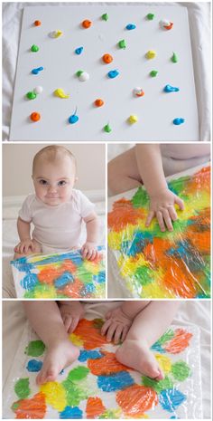 a collage of different pictures with baby's feet and hands on the ground