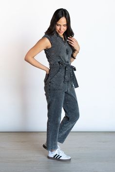 Elevate your style with our Wishful Thinking Black Washed Denim Jumpsuit. Versatile and chic, layer with a long sleeve or mesh top for warmth or dress up with heels for an elegant touch. Complete the look with tennis shoes for a casual yet sophisticated vibe. There is a zipper going down the front and removable belt. We recommend getting your true size. Ally is 5'5 and is wearing a size small Machine Wash Cold Tumble Dry Low 97% Cotton & 3% Spandex Fitted Casual Denim Jumpsuit With V-neck, Trendy V-neck Denim Jumpsuit For Spring, Chic Dark Wash Jumpsuits And Rompers With Pockets, Chic Dark Wash Denim Jumpsuit With Relaxed Fit, Chic Dark Wash Relaxed Fit Denim Jumpsuit, Chic Dark Wash Denim Overall Jumpsuit, Fitted Washed Denim Jumpsuit, Chic Dark Wash Denim Jumpsuit, Chic Dark Wash Overall Jumpsuits And Rompers