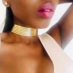 I love this choker !! from the Etsy shop JarliaByJolina. https://etsy.me/2Qcsc2U #etsy #jewelry #necklace #stylish #ethnique #beauty #glam #african #women #jewell     Visit Etsy !! There are sooo many cool items. And click on OriginalOilsByAngela while on Etsy :) Etsy Jewelry Necklace, African Bracelets, Choker Necklace Gold, Geometric Fashion, Queen Jewelry, Leather Choker Necklace, African Earrings, African Queen, Statement Choker