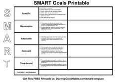 the smart goal sheet is shown in black and white, with text that reads smart goals print