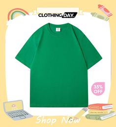 Men's Casual Simple Solid Color Loose Round Neck Short-sleeved T-shirt Solid Color Short Sleeve T-shirt For Streetwear, Green Relaxed Fit T-shirt With Half Sleeves, Green Solid Color T-shirt For Summer, Basic Green Solid Color T-shirt, Solid Color Crew Neck T-shirt With Letter Print, Short Sleeve Solid Color T-shirt For Streetwear, Cotton Half Sleeve T-shirt With Letter Print, Crew Neck Solid Color T-shirt For Streetwear, Relaxed Fit Half Sleeve T-shirt With Letter Print