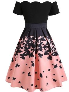 Feminine Radiance, Retro Stage, Dresses Dance, Women's A Line Dresses, Casual Party Dresses, Black Silhouette, Butterfly Dress, Maxi Robes, Vestidos Vintage