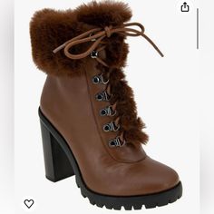 Bcbgeneration Pelica Faux Leather Combat & Lace-Up Boots Shoes. Faux Fur Accent. Side Zipper 4” Heel Height, 1” Platform Height New Without Tag And Without Box. Shoes Booties, Lug Sole, Boots For Sale, Fur Trim, Brown Boots, Lace Up Boots, Womens Backpack, Embossed Leather, Bootie