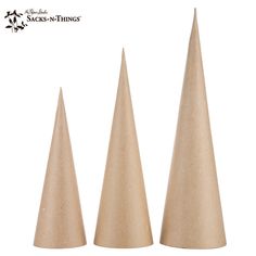 three small cones are shown on a white background