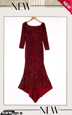 Red Sequin Off Shoulder Long Sleeve Evening Gown Evening Gowns With Sleeves, Long Sleeve Evening Gowns, Red Sequin, Evening Gown, Evening Gowns, Off Shoulder, Sequin, Long Sleeve, Red