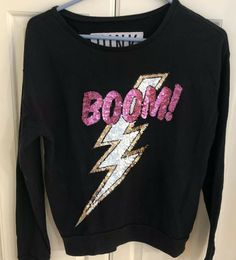 VS PINK Boom Sequin Lightning Bolt Pullover Sweatshirt Size XS. Great preowned condition Please view all pics as they are part of the items description and measurements Lightning Bolt, Fancy Dresses, Vs Pink, Pullover Sweatshirt, Sequin, Graphic Sweatshirt, Sweatshirts, Pink, Dresses