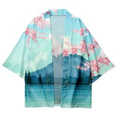 Step into a world of elegance and sophistication with our Vibrant Traditional Japanese Kimono. Made from high-quality polyester fabric, this kimono is designed to make you look and feel your best. The beautiful floral pattern and vibrant colors of this kimono are inspired by traditional Japanese fashion and will add a pop of color to your wardrobe. This kimono is a versatile piece that can be worn for any occasion, from casual outings to formal events. The lightweight fabric makes it perfect for Bohemian Kimono With Kimono Sleeves For Tea Ceremony, Samurai Style Kimono For Tea Ceremony, Blue Printed Kimono For Spring, Spring Kimono For Tea Ceremony, Multicolor Printed Kimono With Kimono Sleeves, Floral Print Kimono For Tea Ceremony, Blue Kimono For Spring Tea Ceremony, White Kimono For Tea Ceremony In Spring, White Kimono For Spring Tea Ceremony