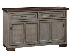 the sideboard is made from wood and has two drawers, one with doors on each side