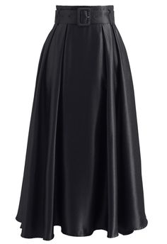 Bling dazzling satin retro maxi skirt should've reminds you of some luxury movie scene. Belted waistline design makes your waistline shaped perfectly. Sharp and eye-attractive color defines who you are-a high profile confident charming babe.    - High waist  - Pleat from waist  - Side pockets  - Belt loop  - Belt accompanied  - Concealed back zip closure  - Lined  - 100% Polyester  - Hand wash cold            Size  Length  Waist      XS  cm  86  65      inch  34  25.5      S  cm  86  69      inc Skirt Png, Flare Maxi Skirt, Tulle Maxi Skirt, Textured Skirt, Skirt Belt, Looks Chic, Skirt Design, Modest Dresses, Black Skirt