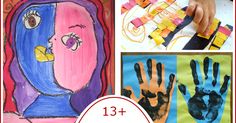 children's handprints are shown with the words, 13 fun art projects for kids