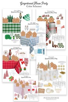 four different pictures of christmas themed furniture and decorations in various styles, colors, and patterns