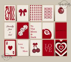 valentine's day cards are arranged in squares