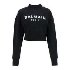 Balmain Crew Neck Sweatshirt In Cotton French Terry, Featuring Signature Embossed Gilt Buttons On The Left Shoulder And Contrast Logo Print On The Front. Regular Fit. The Model Is 177 Cm Tall And Wears A Size Xs.Material: 100% CoMade In: PortogalloColor: BlackCollection: Spring - Summer 2023Af1jo040bb02 Black Long Sleeve Tops With Logo, Luxury Crew Neck Sweatshirt With Letter Print, Luxury Tops With Logo Detail For Fall, Luxury Logo Tops For Fall, Luxury Logo Detail Tops For Fall, Luxury Long Sleeve Logo Sweatshirt, Luxury Logo Long Sleeve Sweatshirt, Luxury Logo Print Tops For Winter, Luxury Logo Print Winter Tops