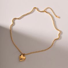 18k Gold plated Heart Necklace Heart Model, Beads Style, Trendy Necklace, Trendy Necklaces, Chain Anklet, Steel Necklace, Trendy Jewelry, Stainless Steel Necklace, Shape Pattern