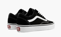 The Vans Old Skool is a timeless canvas-constructed skate shoe.  Universally accepted as one of the most versatile sneaker designs in history, the Old Skool, with its jazzy side stripe, waffle-patterned rubber outsole, and low-profile appearance, comes in an array of colorways.  None, however, have the ubiquitous appeal as this black and white version.  Simplistic yet sturdy black canvas and suede comprise the upper, while a vulcanized white rubber midsole and grippy gum bottom ensure the Vans O White Leather Vans, Vans Old Skool Black, Low Jordan 1, Black White Shoes, Leather Vans, Black And White Vans, Old Skool Black, Exclusive Sneakers, Black And White Shoes