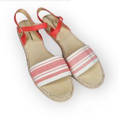 Like New Talbots Sandals Low Espadrille Orange Ankle Strap Natural White And Orange Canvas Toe Strap Flat Sole Size 9 Excellent Pre-Owned Condition Like New Cottagecore Coastalcore Coastal Grandma Preppy Versatile Comfort Dressy Vacation Beach Resort Travel Cruise White Flat Espadrille Sandals, White Espadrille Sandals For Summer, White Espadrille Sandals For Vacation, White Ankle Strap Espadrilles For Vacation, White Ankle Strap Espadrilles For Beach, White Espadrille Sandals With Cushioned Footbed, White Espadrille Sandals For The Beach, White Cushioned Espadrille Sandals, Travel Cruise