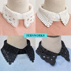 Premium Lace Pattern Fake Collar False Cotton Collar Women | Etsy Crochet Lace Collar, False Collar, Fake Collar, Pullover Mode, Look Formal, Bib Collar, Crochet Collar, Detachable Collar, Baby Blue Colour