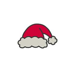 a santa hat with white and red trimmings on the bottom, sitting in front of a white background