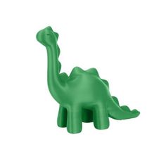 a green plastic dinosaur toy on a white background